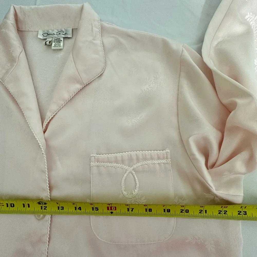 VTG Oscar de la Renta Womens Pajamas L Pink Floral PJ Set Soft Girl Coquette